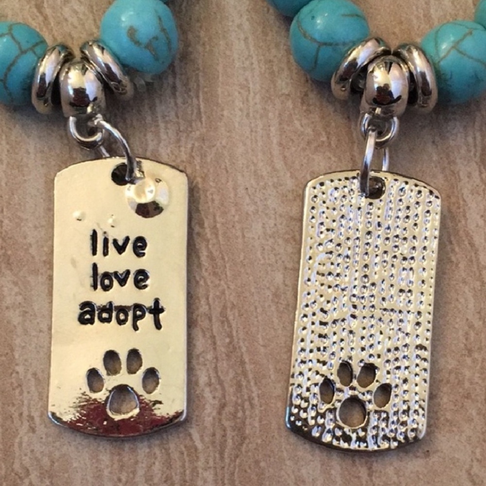 Silver Turquoise beaded Pets Furry Friend Bracelet, beads, alloy metal